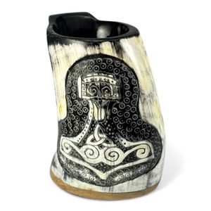 THOROVO KLADIVO, VIKINGSKÝ POHÁR Z ROHOVINY - ROHY SE ZDOBENÍM - STOLOVÁNÍ