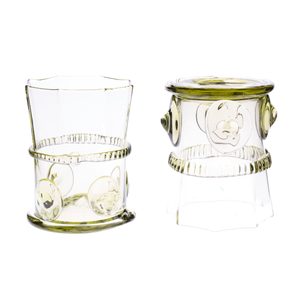 WHISKY SOUPRAVA LESNÍ SKLO - 2 KUSY - HISTORICKÉ SKLO - STOLOVÁNÍ