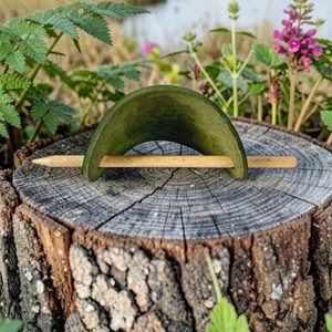 LÍPA, KOŽENÁ SPONA DO VLASŮ, ZELENÁ - KOŽENÉ ŠPERKY - SEDLÁŘSTVÍ