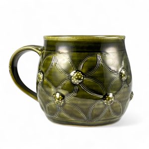 HRNEK ZELENÝ BACULATÝ 0,6L - HISTORICKÁ KERAMIKA - STOLOVÁNÍ