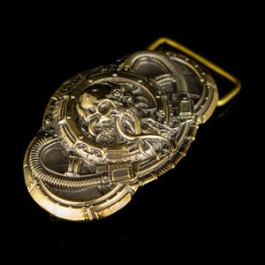 ALIEN, PŘEZKA NA OPASEK, MOSAZ - SPONY A KOVÁNÍ - SEDLÁŘSTVÍ