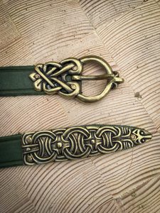 OPASEK VIKINGSKÝ, FROJEL, ŠVÉDSKO, ZELENÝ - OPASKY Z KŮŽE - SEDLÁŘSTVÍ