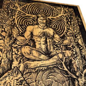 CERNUNNOS NÁSTĚNNÁ DEKORACE, DŘEVO - DŘEVĚNÉ OBRAZY - HOME DECOR