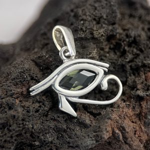 HOROVO OKO STŘÍBRNÝ PŘÍVĚSEK S VLTAVÍNEM, AG 925 - ŠPERKY S VLTAVÍNY - STŘÍBRNÉ ŠPERKY