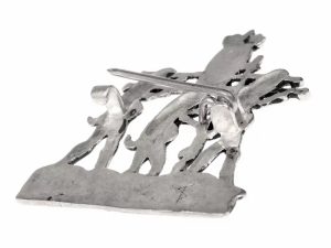 PRŮVOD FALŮ, STŘEDOVĚKÝ POUTNICKÝ PŘÍVĚSEK, BRONZ - BROŽE A KNOFLÍKY - ŠPERKY