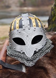 VIKINGSKÁ BRÝLOVÁ HELMA S KROUŽKOVÝM LÍMCEM - VIKINSKÉ PŘILBY - ZBROJE