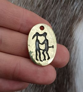 ELSKERE, MILENCI, SKALNÍ RYTINA TANUM, ŠVÉDSKO, MOSAZNÝ AMULET - PŘÍVĚSKY - ŠPERKY
