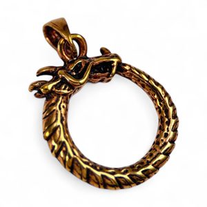 JORMUNGANDR, HAD Z MIDGARDU, UROBOROS, BRONZOVÝ AMULET 25MM - PŘÍVĚSKY - ŠPERKY