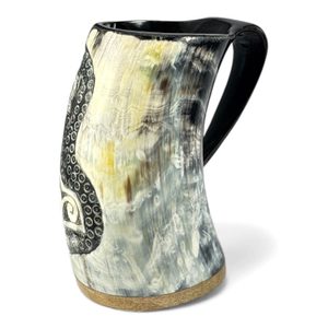 THOROVO KLADIVO, VIKINGSKÝ POHÁR Z ROHOVINY - ROHY SE ZDOBENÍM - STOLOVÁNÍ