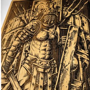 GLADIATOR, NÁSTĚNNÁ DEKORACE, DŘEVO 32X46CM - GLADIÁTOR - HOME DECOR