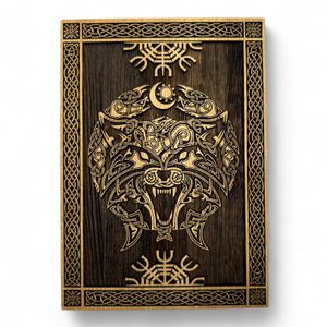 VLK FENRIR - VIKING, DŘEVĚNÝ NÁSTĚNNÝ OBRAZ 21X30CM - DŘEVĚNÉ OBRAZY - HOME DECOR