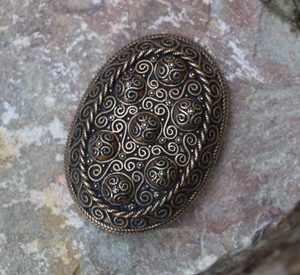 VIKINSKÁ ŽELVÍ BROŽ, HEDEBY, BRONZ - PÁR - BROŽE A KNOFLÍKY - ŠPERKY