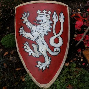 STŘEDOVĚKÝ ŠTÍT - ČESKÝ LEV, BOJOVÝ - ŠTÍTY STŘEDOVĚKÉ - ZBROJE
