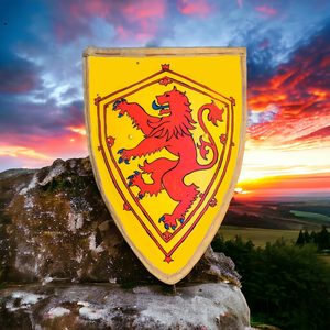 GOTICKÝ ŠTÍT - SKOTSKO, MALOVANÝ, BOJOVÝ PRO HMB - ŠTÍTY STŘEDOVĚKÉ - ZBROJE