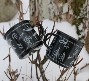 SÁMI LAPONSKÝ PLECHÁČEK, SMALTOVANÝ HRNEK - POHÁRY A HRNKY - HOME DECOR