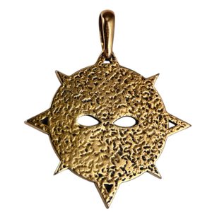 AZTÉCKÁ MASKA, AMULET, PŘÍVĚSEK, BRONZ - PŘÍVĚSKY - ŠPERKY