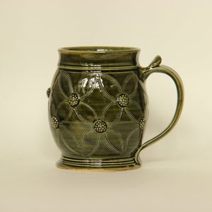 KORBEL ZELENÝ BACULATÝ - HISTORICKÁ KERAMIKA - STOLOVÁNÍ