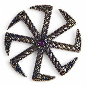 KOLOVRAT, SLOVANSKÝ SYMBOL SLUNCE, PŘÍVĚŠEK, BRONZ - PŘÍVĚSKY - ŠPERKY