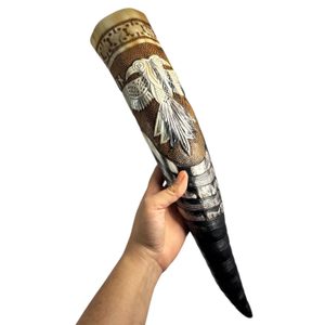 HUGINN A MUNINN, ZDOBENÝ VIKINGSKÝ ROH - ROHY NA PITÍ - STOLOVÁNÍ