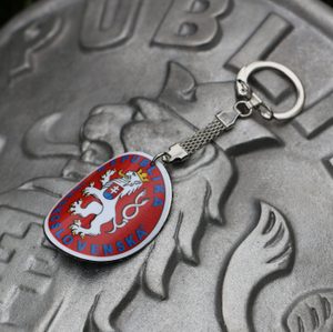 ZNAK Z ČESKOSLOVENSKÉHO HRANIČNÍHO SLOUPU - KLÍČENKA - KLÍČENKY Z KOVU - ŠPERKY