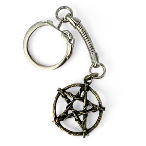 PENTAGRAM KLÍČENKA, ZINEK STAROMOSAZ - KLÍČENKY Z KOVU - ŠPERKY