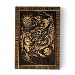 GERI A FREKI - NÁSTĚNNÁ DEKORACE, DŘEVO 32X46CM - DŘEVĚNÉ OBRAZY - HOME DECOR