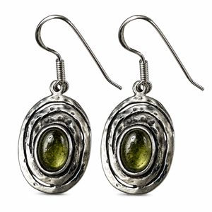 STŘÍBRNÉ NÁUŠNICE S VLTAVÍNEM, STUDÁNKY, AG 925 - ŠPERKY S VLTAVÍNY - STŘÍBRNÉ ŠPERKY