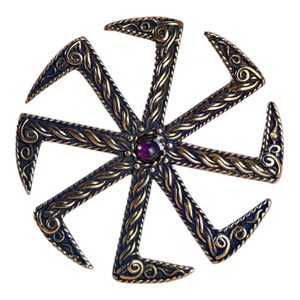 KOLOVRAT, SLOVANSKÝ SYMBOL SLUNCE, PŘÍVĚŠEK, BRONZ - PŘÍVĚSKY - ŠPERKY