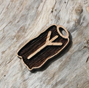 ALGIZ - RUNOVÝ AMULET DŘEVĚNÝ - RUNY - ŠPERKY