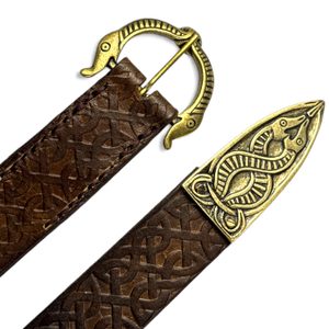 BORRE BESTIE, KOŽENÝ OPASEK VIKING - ZDOBENÝ, HNĚDÝ - OPASKY Z KŮŽE - SEDLÁŘSTVÍ