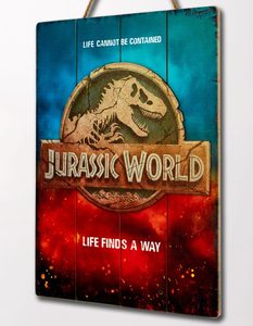 DŘEVĚNÁ NÁSTĚNNÁ DEKORACE JURSKÝ PARK - RŮZNÉ FILMY A HRY - HOME DECOR