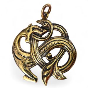 VIKINSKÝ MOŘSKÝ DRAK, BRONZOVÝ AMULET - PŘÍVĚSKY - ŠPERKY