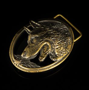 German Shepherd belt buckle, brass