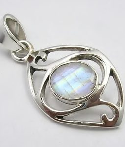 VEDA, STŘÍBRNÝ PŘÍVĚSEK, DUHOVÝ MĚSÍČNÍ KÁMEN AG 925/1000 - PŘÍVĚSKY - STŘÍBRNÉ ŠPERKY