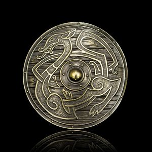 PŘEZKA NA OPASEK VIKING SHIELD, MOSAZ - SPONY A KOVÁNÍ - SEDLÁŘSTVÍ