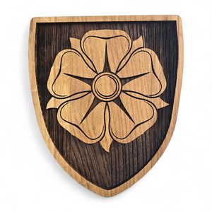 PĚTILISTÁ ROŽMBERSKÁ RŮŽE, ERB VE ŠTÍTU 20CM - DŘEVĚNÉ OBRAZY - HOME DECOR