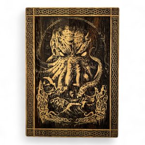 CTHULHU NÁSTĚNNÁ DEKORACE, DŘEVO 32X46CM - DŘEVĚNÉ OBRAZY - HOME DECOR