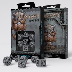 DWARVEN GREY AND BLACK, SADA TRPASLIČÍCH RPG HRACÍCH KOSTEK - HRACÍ KOSTKY - HRY A KNIHY