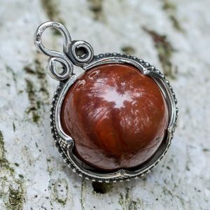 JASPIS, VIKINSKÝ STŘÍBRNÝ PŘÍVĚSEK, GOTLAND, AG 925 - PŘÍVĚSKY - STŘÍBRNÉ ŠPERKY