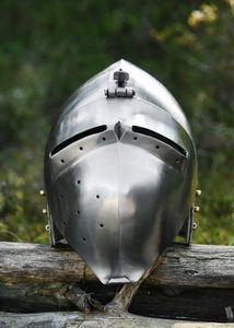 NĚMECKÝ BASCINET KLAPPVISOR, STŘEDOVĚKÁ PŘILBA, 2 MM PLECH - STŘEDOVĚKÉ PŘILBY - ZBROJE