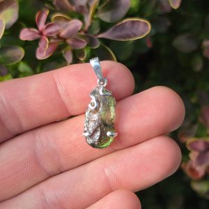 Silver Pendant with Moldavite, Sterling Silver 925