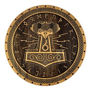 MJÖLLNIR - THOROVO KLADIVO, DŘEVĚNÝ NÁSTĚNNÝ OBRAZ 32CM - DŘEVĚNÉ OBRAZY - HOME DECOR