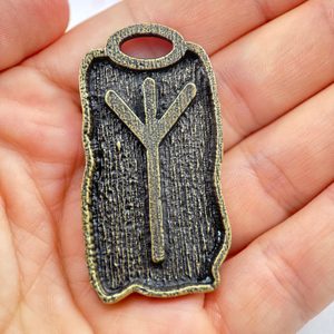 ALGIZ - RUNOVÝ AMULET, ZINEK STAROMOSAZ - RUNY - ŠPERKY