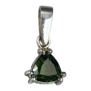 TRIANGULAR, STŘÍBRNÝ PŘÍVĚSEK S VLTAVÍNEM 7X7 MM, AG 925 - ŠPERKY S VLTAVÍNY - STŘÍBRNÉ ŠPERKY