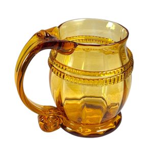 HISTORUCKÝ PŮLLITR, BAŇATÝ, JANTAROVÁ - HISTORICKÉ SKLO - STOLOVÁNÍ