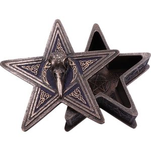 VRÁNA - PENTAGRAM RAVEN BOX 16.5CM - ŠPERKOVNICE, KRABIČKY - HOME DECOR