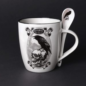 POE'S RAVEN: HRNEČEK A LŽIČKA, ALCHEMY ENGLAND - POHÁRY A HRNKY - HOME DECOR