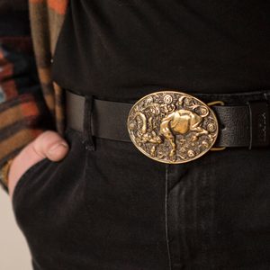 BÝK TAURUS, PŘEZKA NA OPASEK, MOSAZ - SPONY A KOVÁNÍ - SEDLÁŘSTVÍ