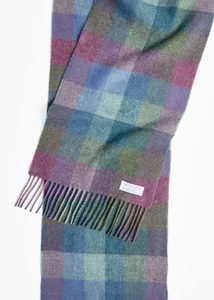 ŠÁLA IRSKÁ, FOXFORD DAMASK GREEN TURQUOISE CHECK LAMBSWOOL - VLNĚNÉ ŠÁLY - MÓDA