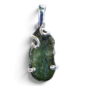 Silver Pendant with Moldavite, Sterling Silver 925